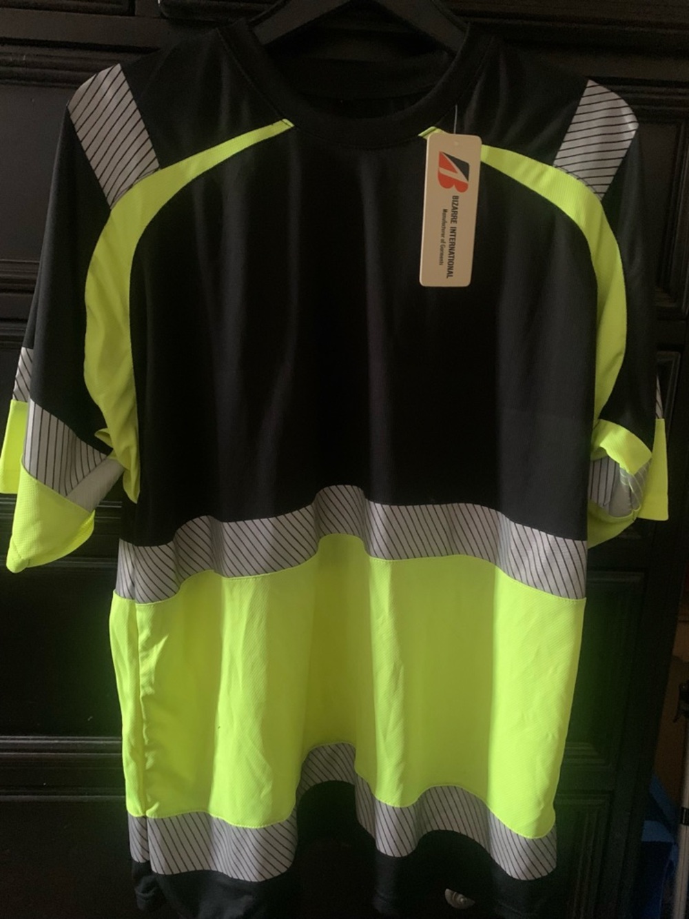 Men's Short-Sleeve High-Visibility Black & Neon Yellow Safety Tee